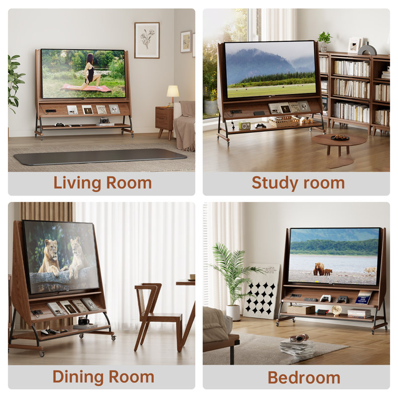 Meuble télé avec tablettes Daniel, H 56 po x L 61,8 po x P 18,5 po