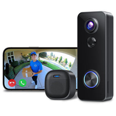 Battery Video Doorbell with 180° View, Two-Way Talk, Human Detection, No Monthly Fee, 2.4G Wi-Fi Chime, Local & Cloud Storage, Works with Alexa & Goog