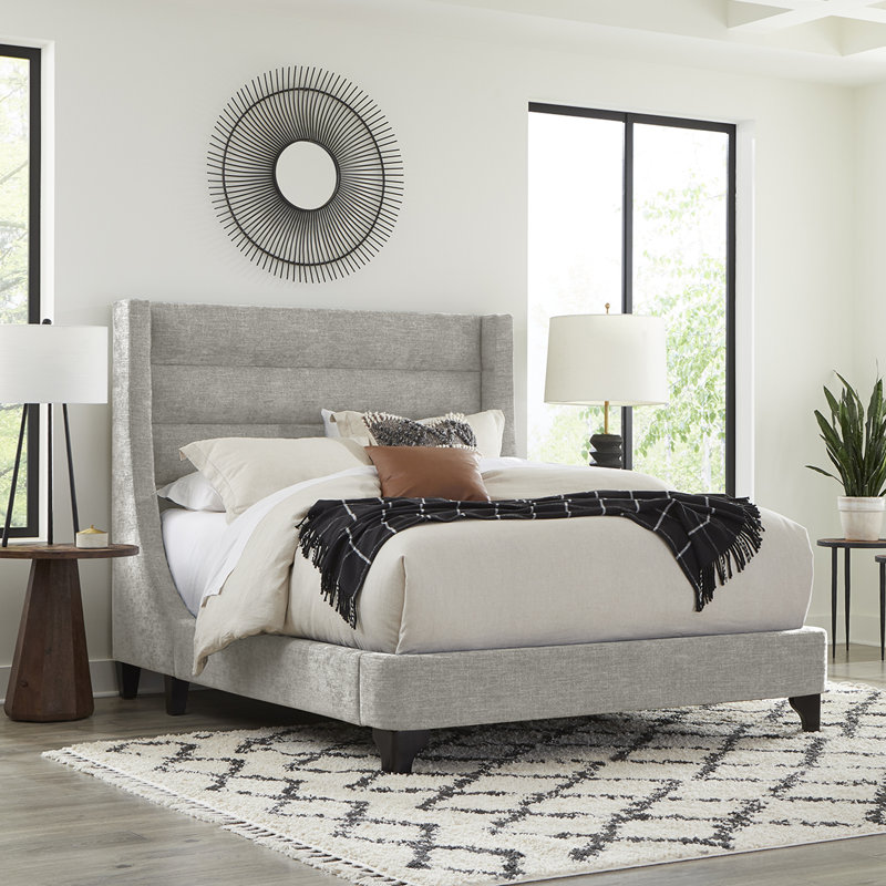 Bailey Upholstered Bed, Light Gray, Queen
