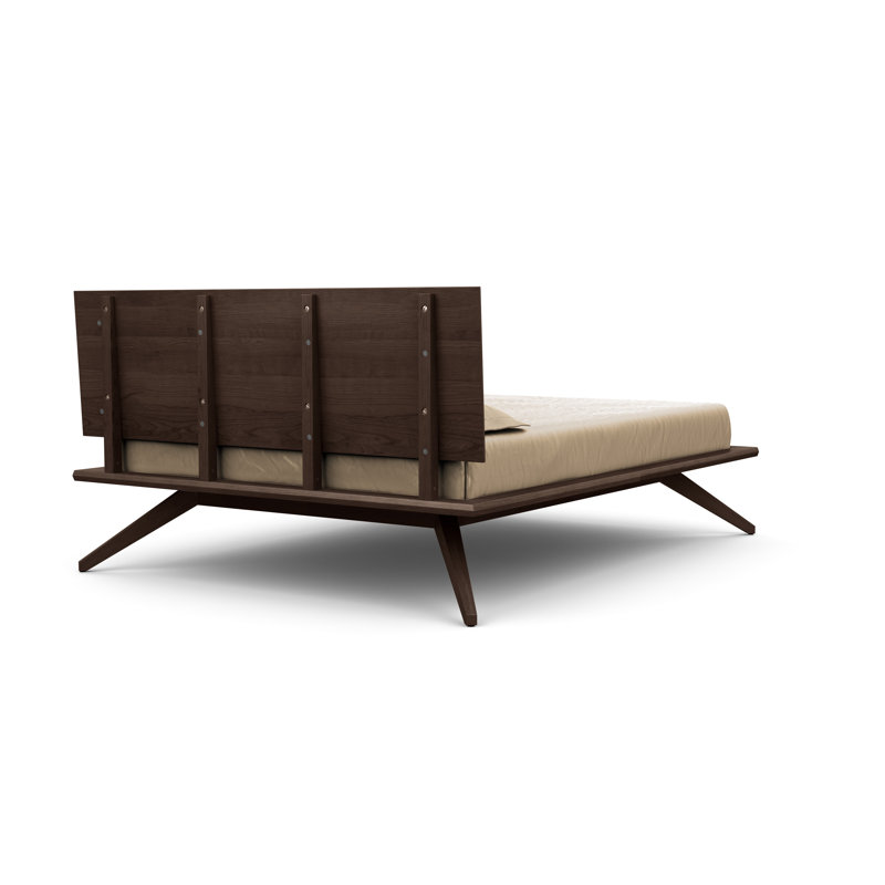 Astrid Solid Wood Platform Bed, Smoke Cherry, King, Conventional