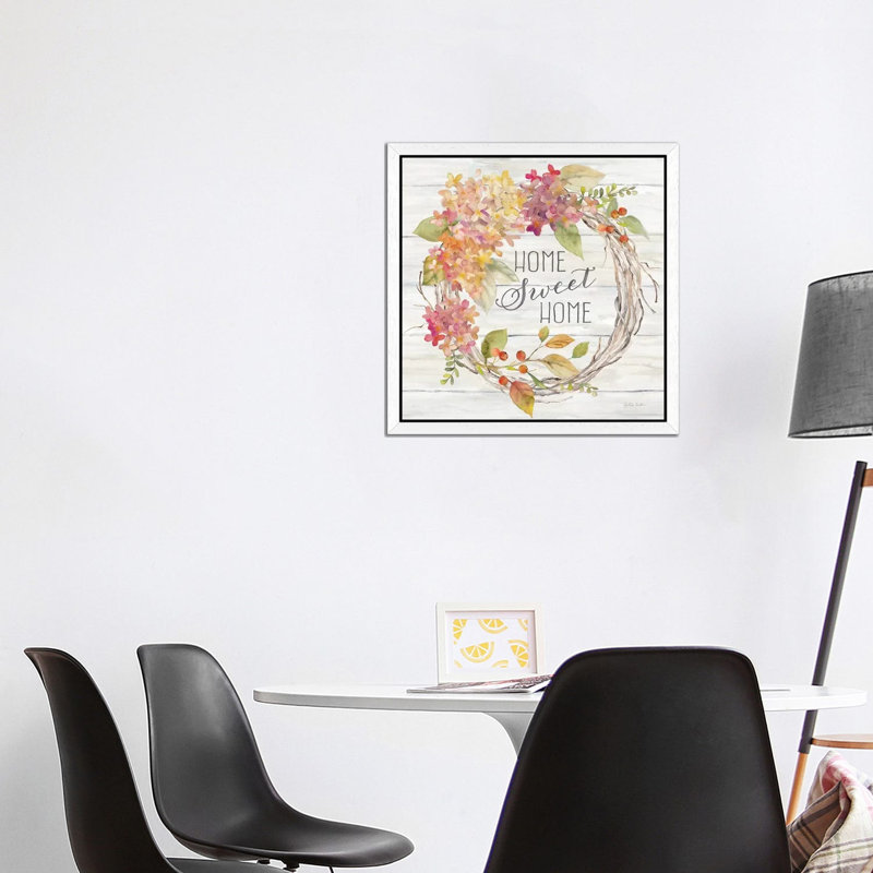 Farmhouse Hydrangea Wreath Spice I Home by Cynthia Coulter - Wrapped Canvas Print, 66.04 cm H x 66.04 cm W, White Framed