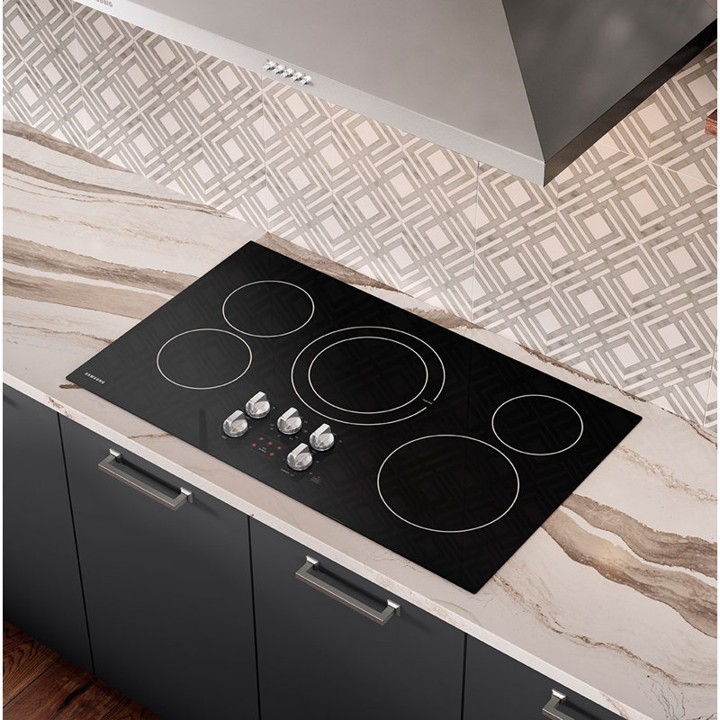 36" Black Ceramic Electric Cooktop with 5 Burners