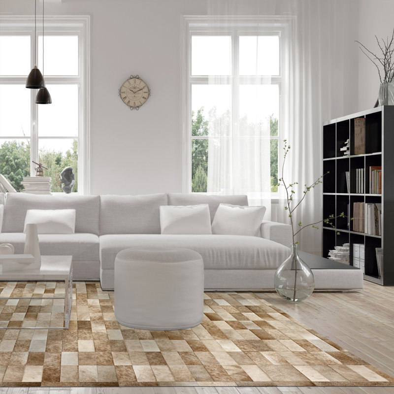 Daedalus Cowhide Geometric Area Rug, Rectangle 5' x 8'