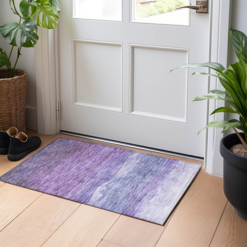 Machine Washable Indoor/Outdoor Cinead ACN1699 Purple Rug, Rectangle 1'8" x 2'6"