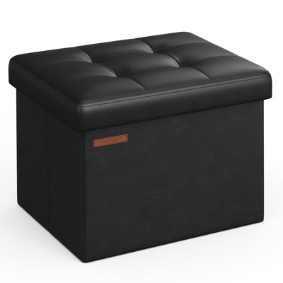 41cm Wide Faux Leather Square Solid Colour Cube Ottoman with Storage