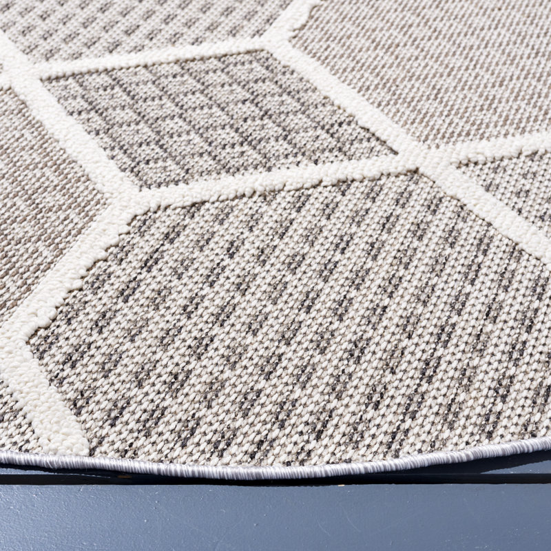 Tapis gris / ivoire Global 414, Rond 6 pi 7 po