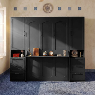Lit escamotable, lit escamotable avec placard, tiroirs et tablettes