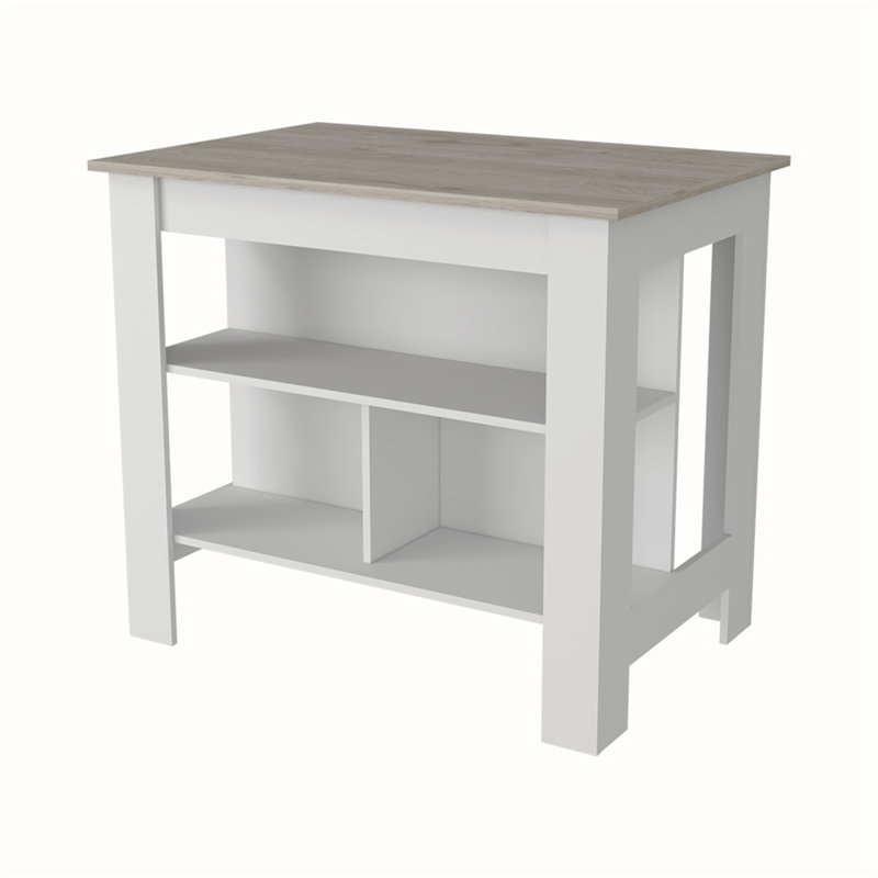 Versatile Antibacterial Kitchen Island with Abundant Storage for Ideal Cooking, Light Gray
