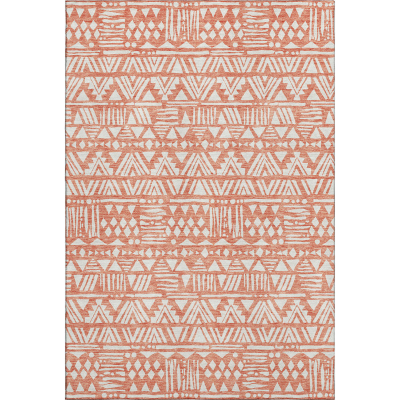 Premium Machine Washable Prisco Coral Rug, Rectangle 8' x 10'