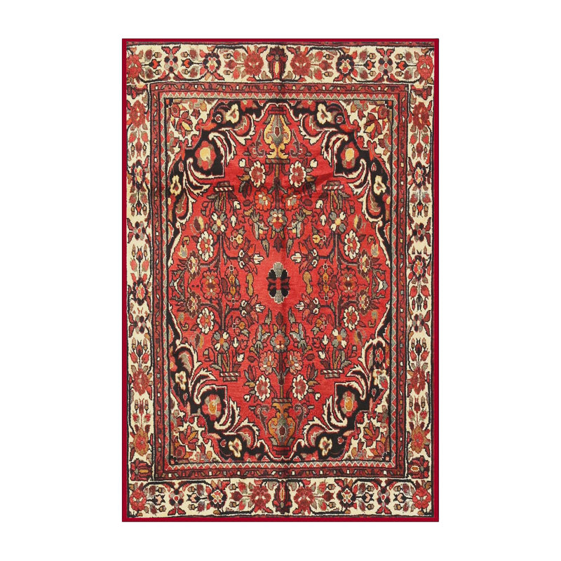 Tapis beige/rouge/noir traditionnel Baboquivari, Rectangle 4 pi x 6 pi