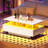 Coffee Table With Storage, Modern LED Coffee Tables For Living Room High Glossy White Rectangular Coffee Table, Small Center Coffee Table With Open Display Shelf & Sliding Drawers, White-120688952