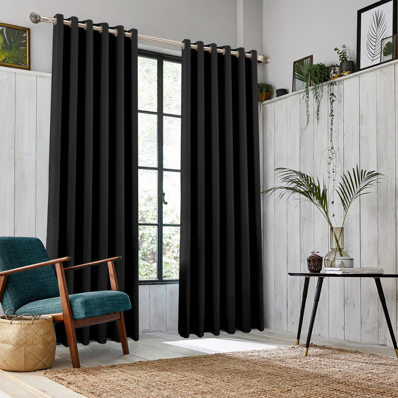 Gady Blackout Curtain Pair, Black, Width 168 x Drop 183 cm