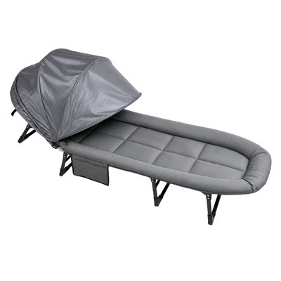 Foldable Camping Bed Complete with Detachable Privacy Shade, Private Wind Sun Shade for Outdoor Rest