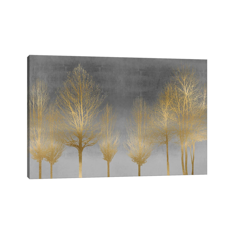 Gold Forest on Grey 1 Piece Wrapped Canvas Painting, 101.6 cm H x 66.04 cm W x 1.91 cm D