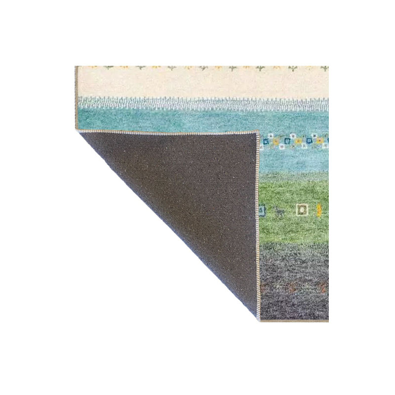 Tapis décoratif lavable uni à motifs colorés, Sous-tapis rond 3 pi 3 po inclus