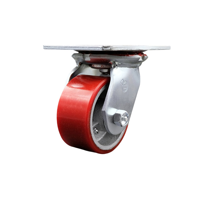 Roulettes pivotantes robustes en poly vert sur fonte, Rouge