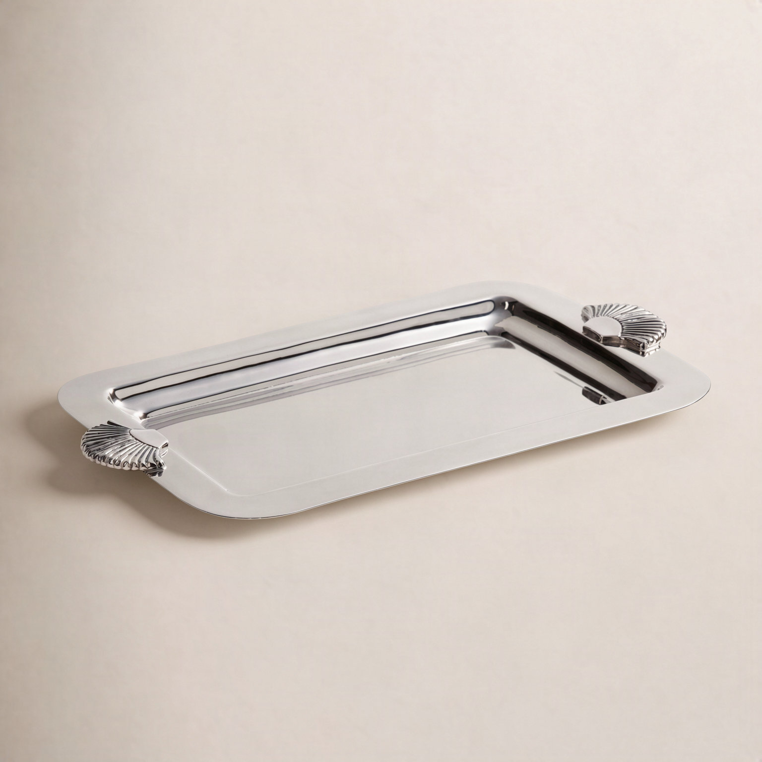 Stainless Steel Shell Serving Tray, Nickel