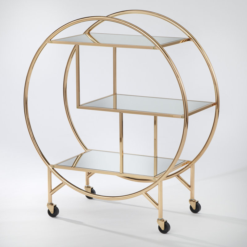 Vannoy Metal Bar Cart, Rose Gold