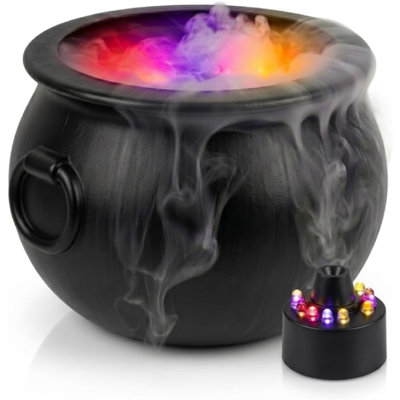 The Holiday Aisle Halloween Multi Pack Black Plastic Cauldron with Mist Maker Multi Color Fogger