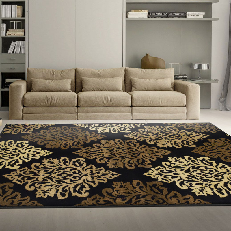 Valarie Contemporary Floral Damask Indoor Area Rug, Rectangle 4' x 6'