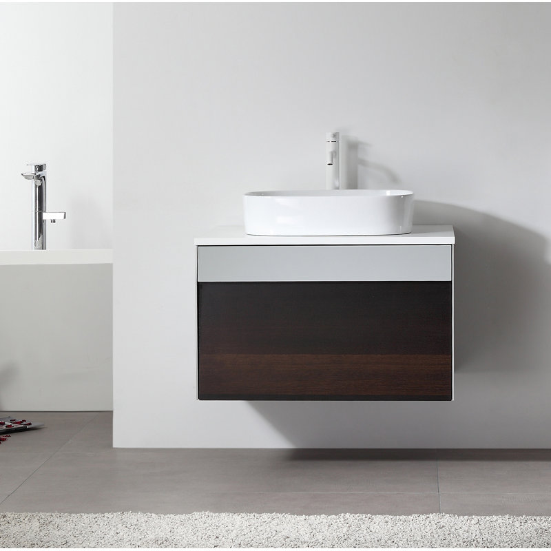 Ronda 30'' W Single Wall-Mounted Vanity, Smoke Gray/Dark Brown