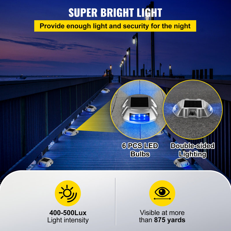 Blue LED Solar Powered Aluminum Pathway Lights, Pack of 16