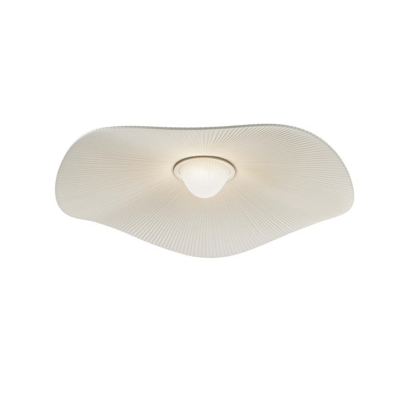 Mediterrània Fabric LED Semi Flush Mount, Cream Translucent Ribbon
