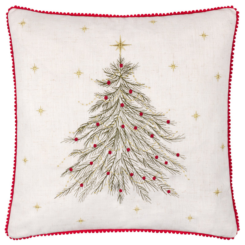 Twinkling Tree White Square Cushion, Polyester