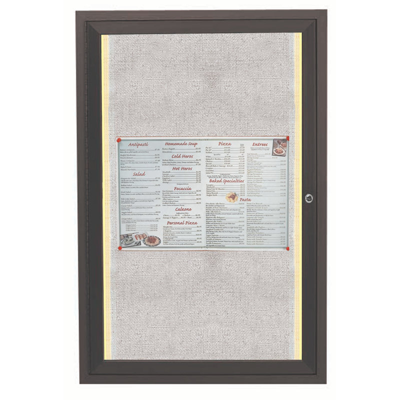 Tableau d’affichage mural fermé à del, Bronze anodisé, H 2 pi x l 1 pi 6 po