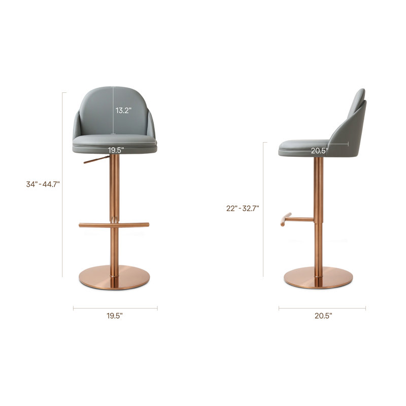 Finta 360 Degree Swivel Counter Stool, Cloud Gray/Gold