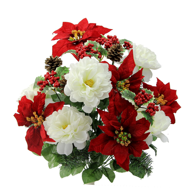 Arrangement de fleurs mixtes, Rouge / Crème