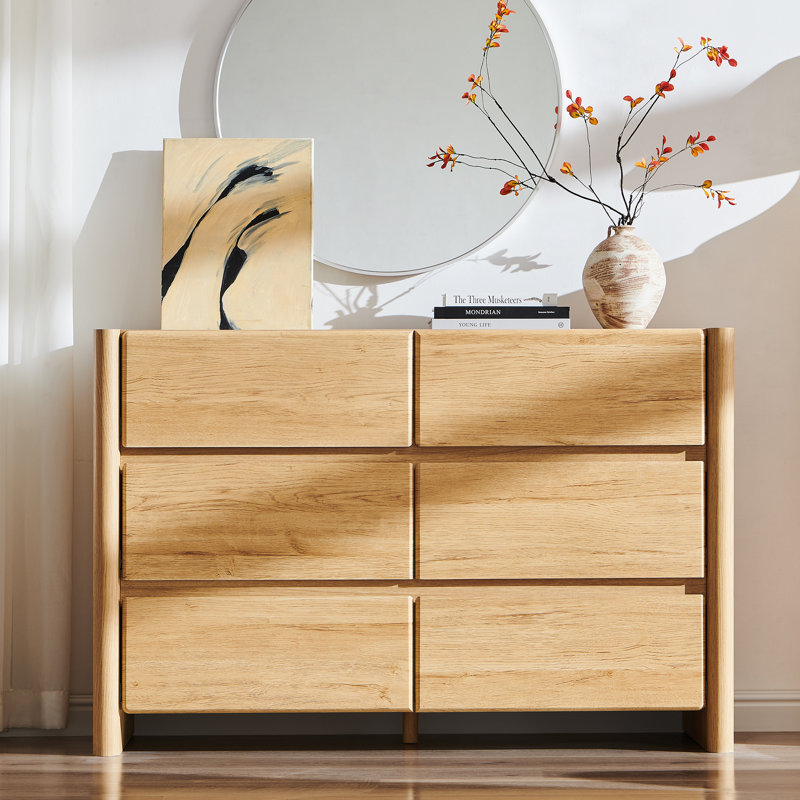 Commode 5 tiroirs Bolanos, 43.3" H x 31.5" W x 15.94" D, Naturel