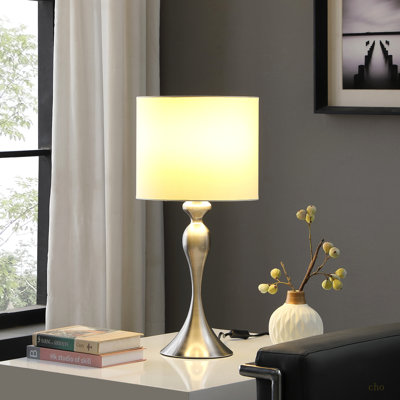 24.5" In Bailey Dark Silver Chrome Modern Candlestick Metal Table Lamp
