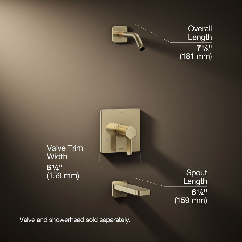 Parallel Bath and Shower Trim Set, Vibrant French Gold
