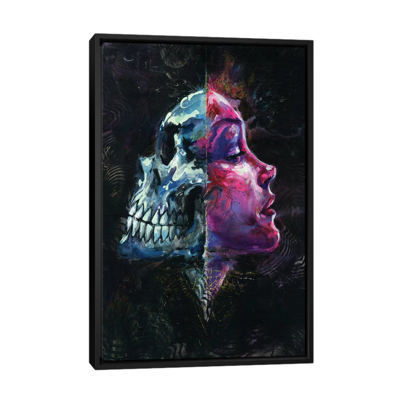 La mort reflète le sexe, H 26 po x l 18 po x P 1,5 po, Toile avec cadre noir, Pas de tapis