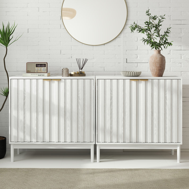 31"Sideboard with Adjustable Shelves(Set of 2), White