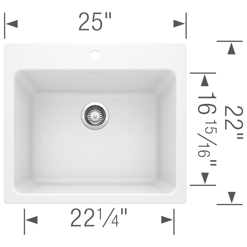 Liven 25" L x 22" W Dual Mount Luandry Sink with Task Basket & Strainer, White