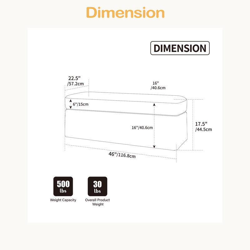 46" Wide Modern Upholstered Chenille Ottoman, Foot Stool Square Footrest Living Room Bedroom Entryway And Office, Wheat