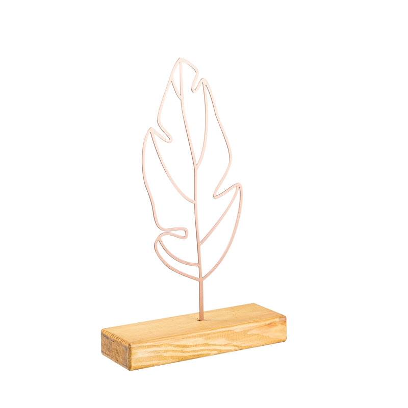 Élégant objet décoratif, finition cuivre, 7,9 po x 15,7 po x 1,6 po | 100% métal avec une épaisseur de 1,5 mm, base en bois massif avec une épaisseur de 1,6 pouces | Décoration unique et élégante pour le salon et le bureau