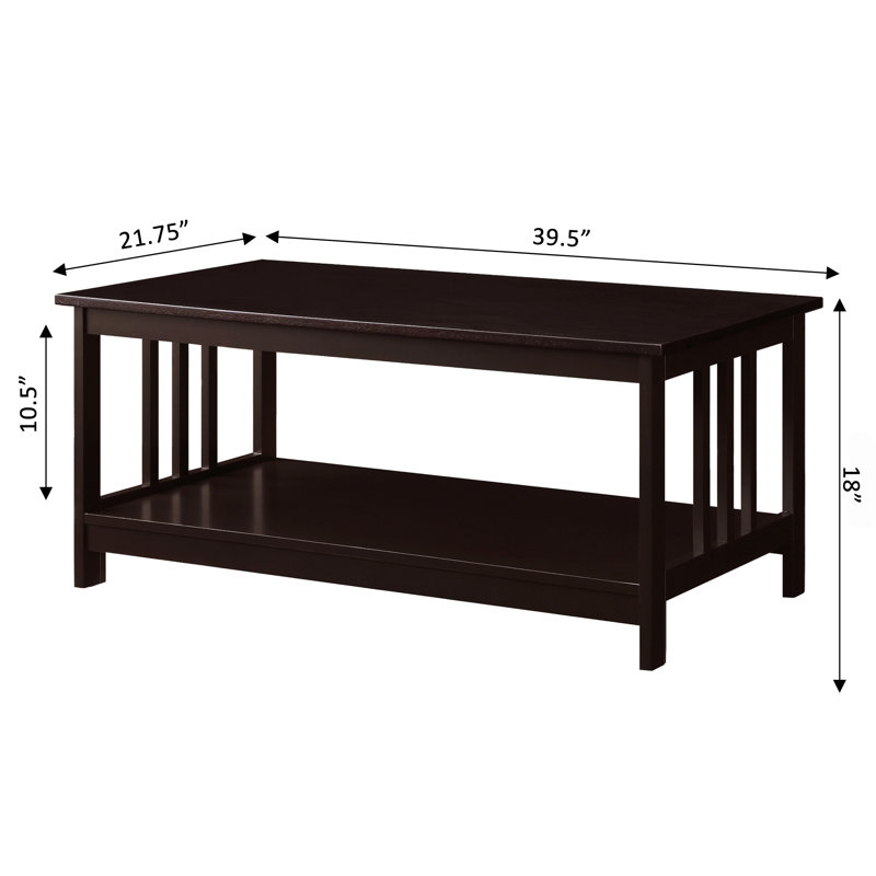 Aidia 39.50" Coffee Table with Shelf, Espresso