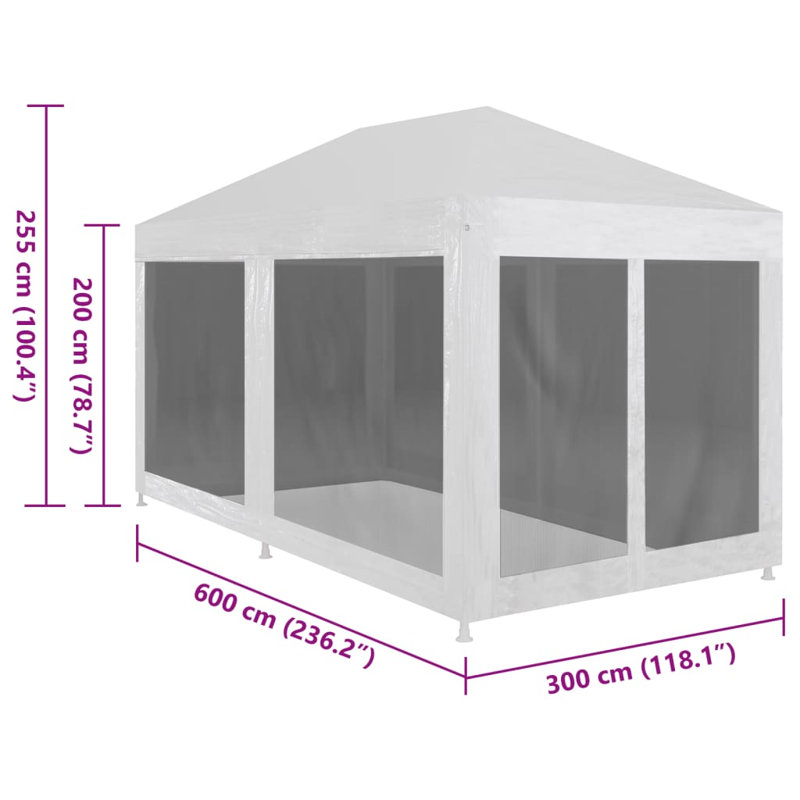 Tente de fête avec abri pour événements 6 murs latéraux 19,7 x 9,8 pi