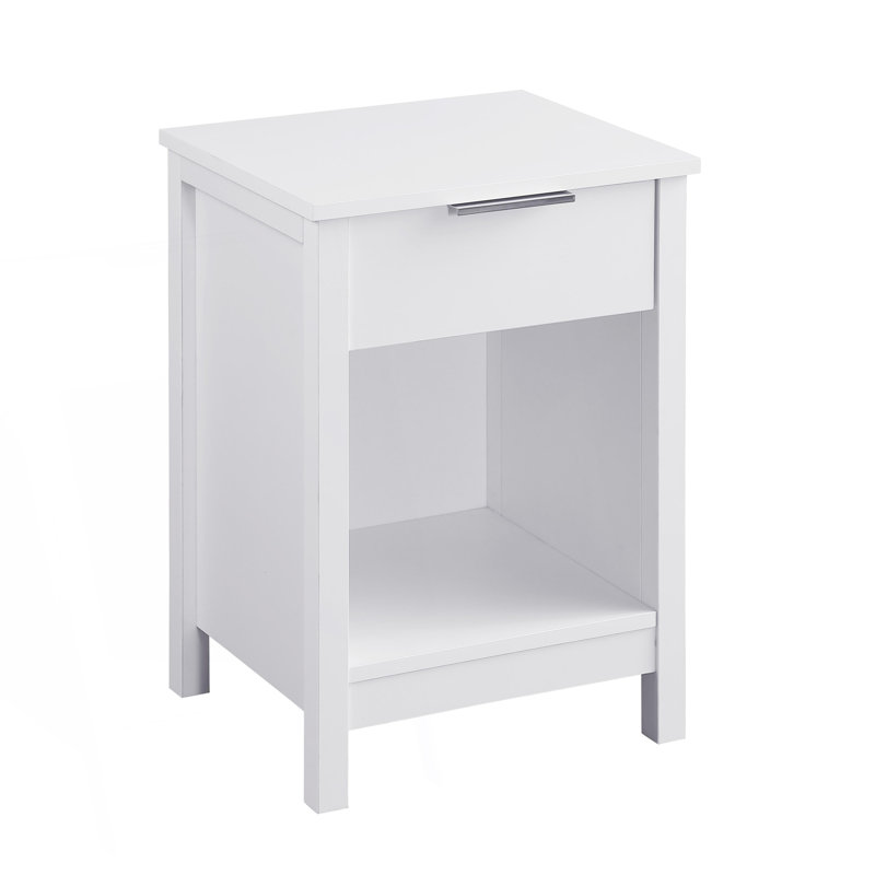 Nightstand With Drawer, End Side Table With Storage Drawer, White