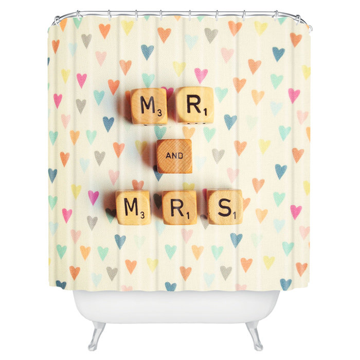 Trinx Heisy Mr. & Mrs. Shower Curtain Single + Hooks Wayfair Canada
