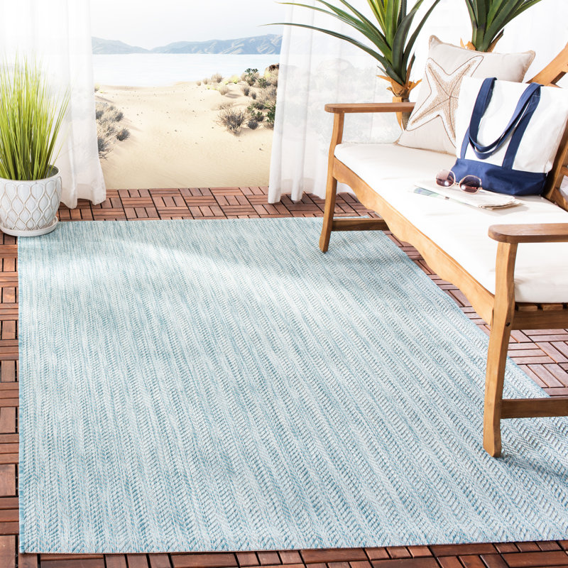 Casmir Aqua/Grey Indoor/Outdoor Rug, Rectangle 160 x 231 cm