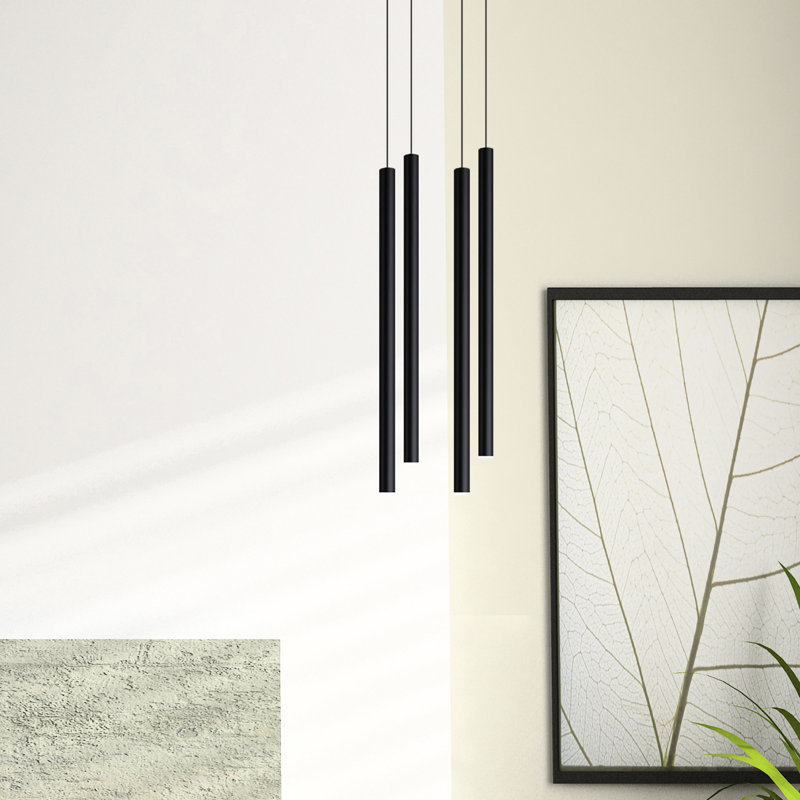 Luminaire suspendu cylindrique à 4 lumières DEL Baileyton, Noir