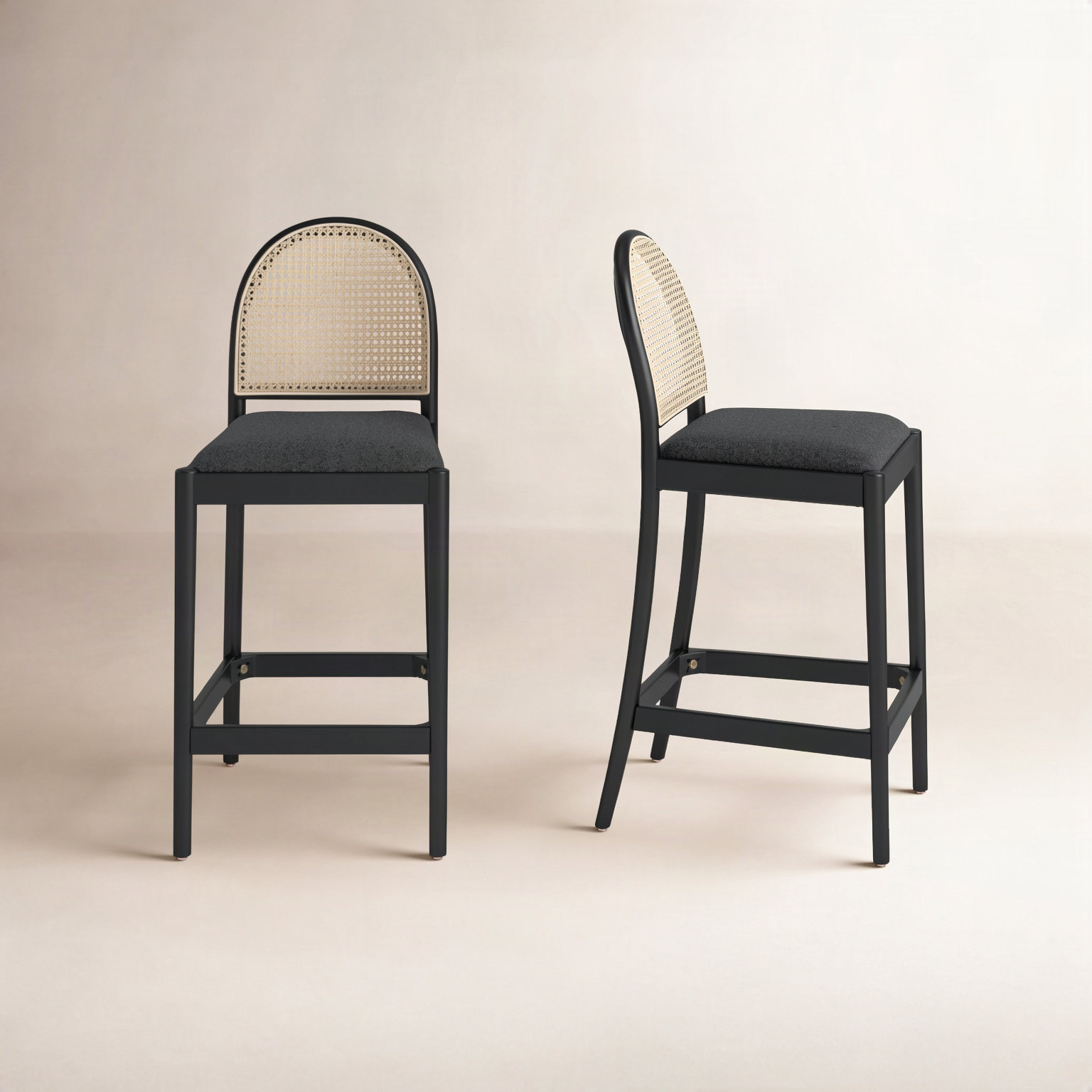 Cossette 27" Bar Stool, Black Boucle