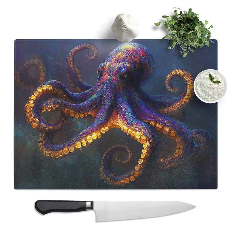Octopus Artwork  Glass Chopping Board