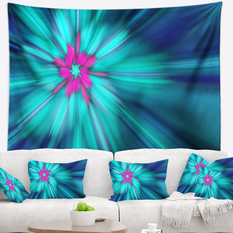 Tapisserie bleu rotatif floral, H 32 po x l 39 po