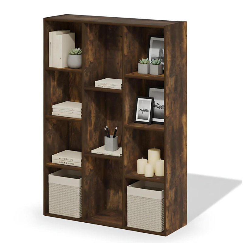 Luder 11-Cube Reversible Bookcase Amber Pine Cube Storage Living Room Organizer Modern