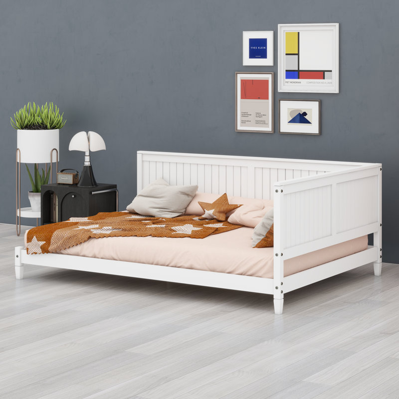 Lit de jour / canapé en bois, Blanc, Lit double